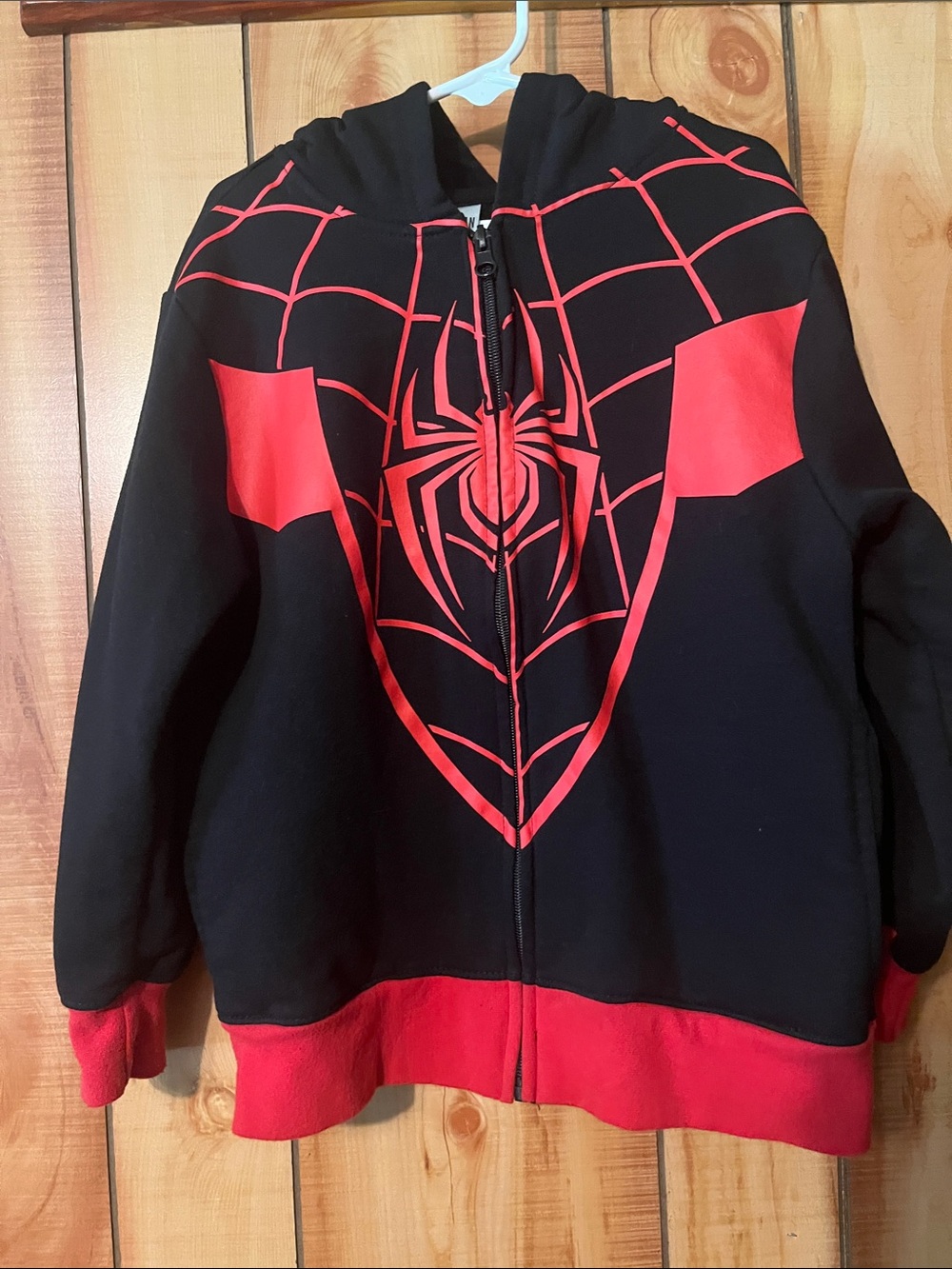 Spiderman Black & Red Zip-Up Puffer Hoodie